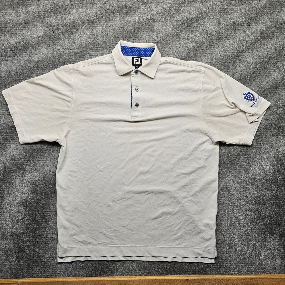 FootJoy Mens The Dye Course Golf Polo Shirt Beige Short Sleeve Size Medium